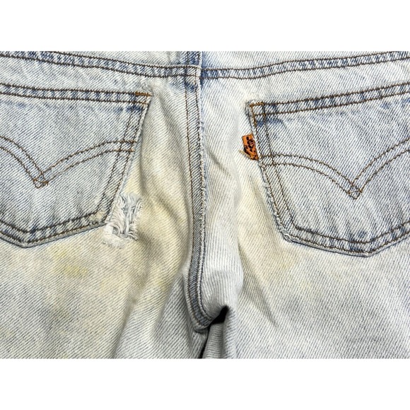Vintage Levis 550 Boys Sz 5 Denim Jean Shorts Light Wash Relaxed Fit Distressed - Picture 4 of 13